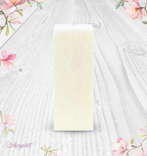 Svíčka Kvádr vysoký (15 cm) – Bílá / Svěží bavlna / Květinka